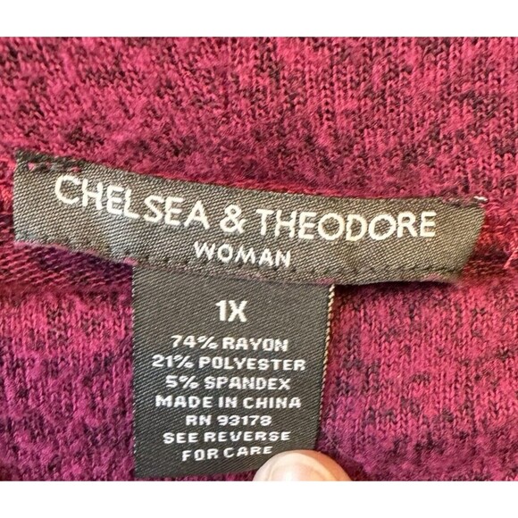 Chelsea & Theodore Sweater Top 1X Womens Marled Cowl Neck Knit Purple - Picture 6 of 9